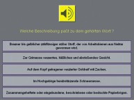 Aufgabenbild Auditives Sprachverst&auml;ndnis: Verstehendes H&ouml;ren Einzelw&ouml;rter