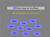 Aufgabenbild Therapiemodul Morphologie: Artikel zuordnen 2