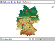 Aufgabenbild Therapiemodul Geografie: Karte Deutschland St&auml;dte