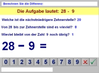Aufgabenbild Therapiemodul Rechnen 01: Subtraktion mit Zehner&uuml;berschreitung B