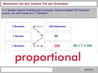 Aufgabenbild Therapiemodul Rechnen 03: Dreisatz proportional